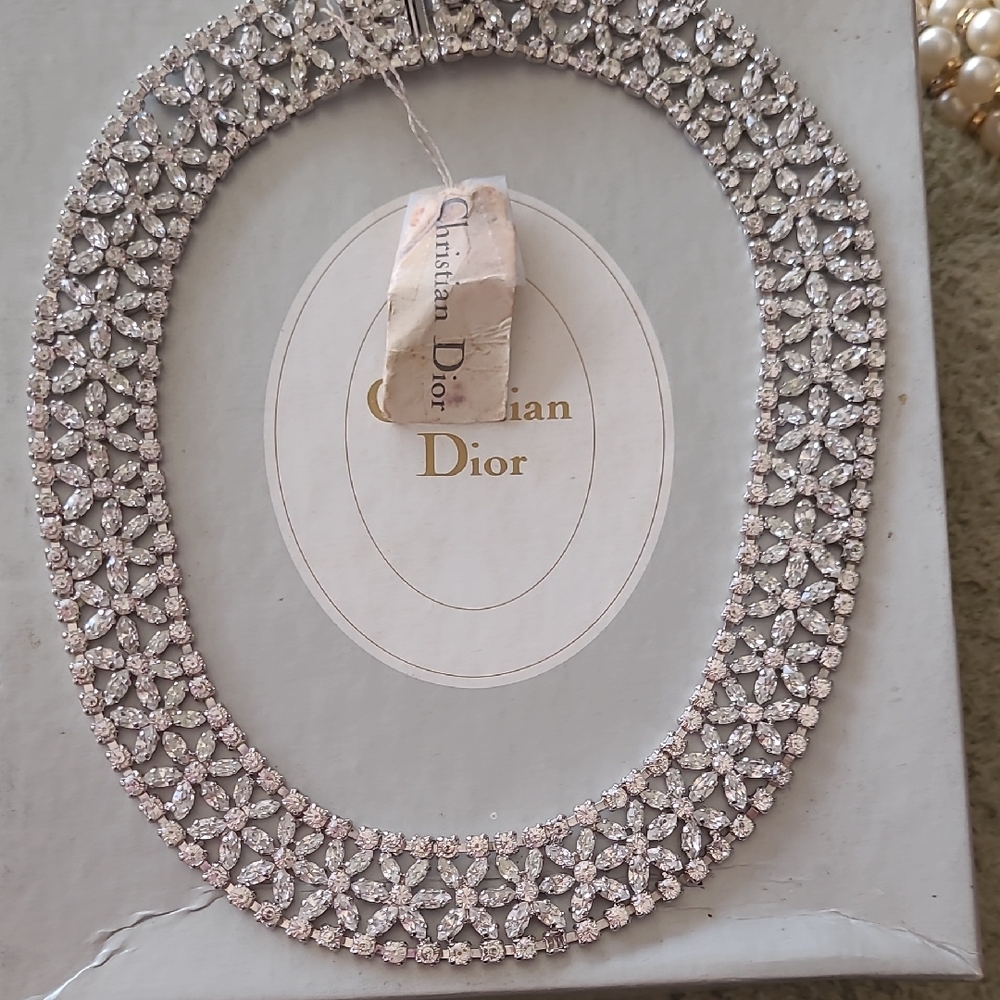 Christian Dior Crystal Statement Necklace - Silver
